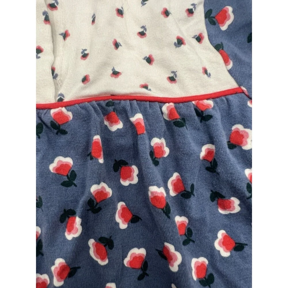 Baby Boden Girls 12-18M Blue White Floral viscose Dress Long Sleeve A-Line